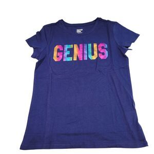 Spotted Zebra Girls Genius Short-Sleeve T-Shirts Crew Neck Blue Top X-Large(12)